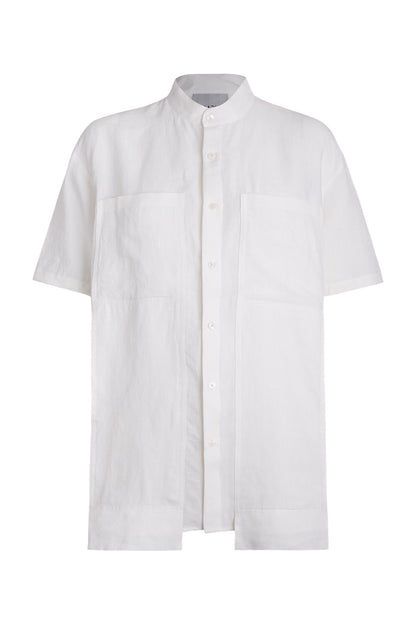 Iodine Front Pocket Short Sleeved Linen Shirt