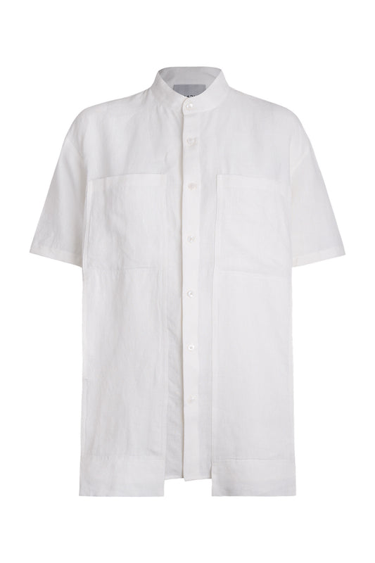Iodine Front Pocket Short Sleeved Linen Shirt