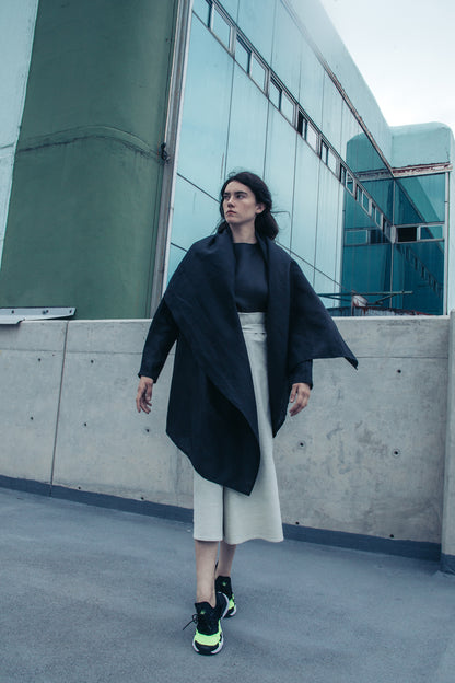Maauad Cotton Twill Draped Collar Coat