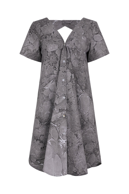 Vestido camisero con espalda abierta en mezcla de lino Savannah