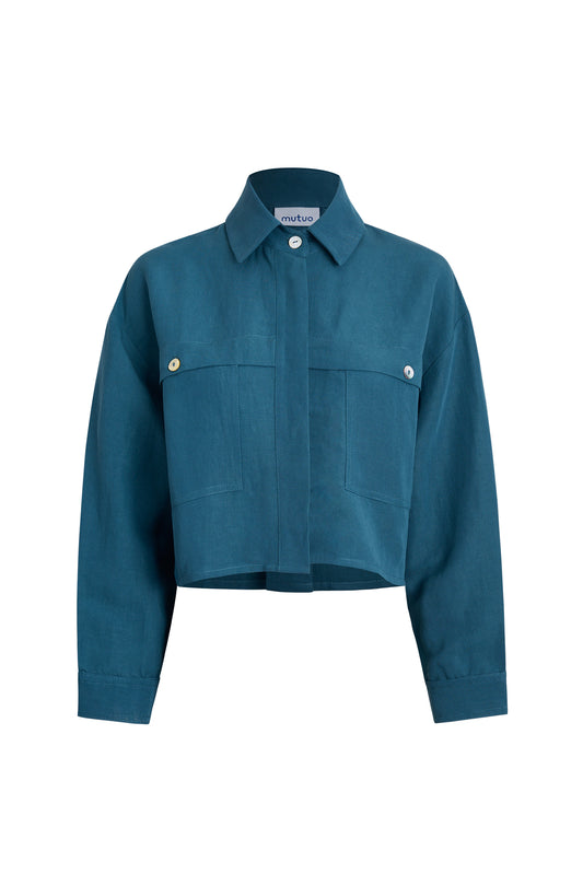 Celestine Linen-Blend Crop Shirt