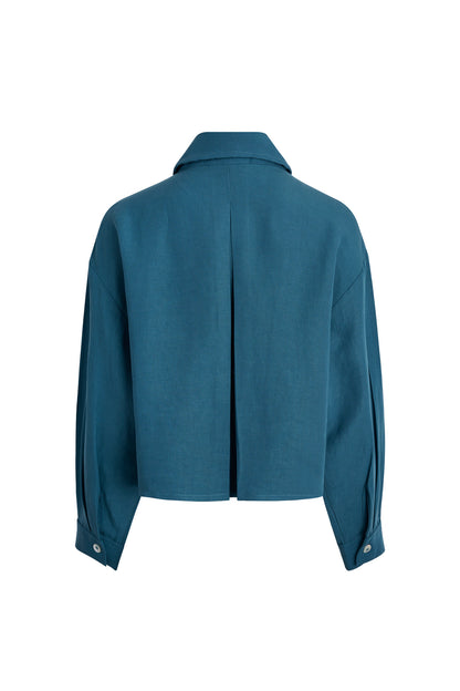 Celestine Linen-Blend Crop Shirt