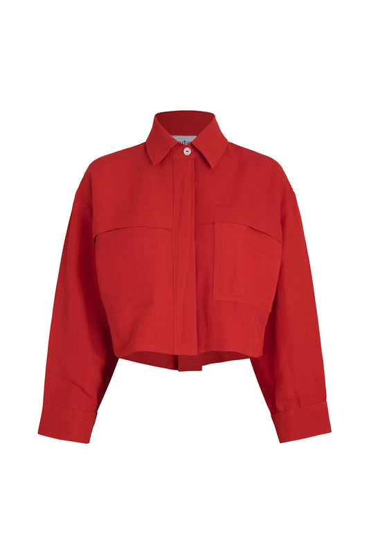 Celestine Linen-Blend Crop Shirt