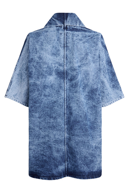 Pollux Bleached Denim Open Kimono Coat