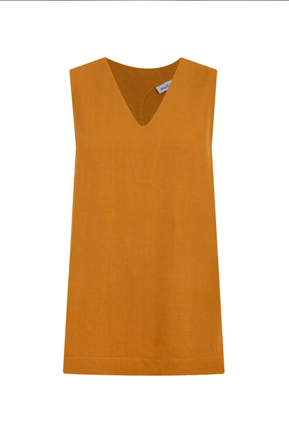 Sabina Linen-Blend Crossover Top