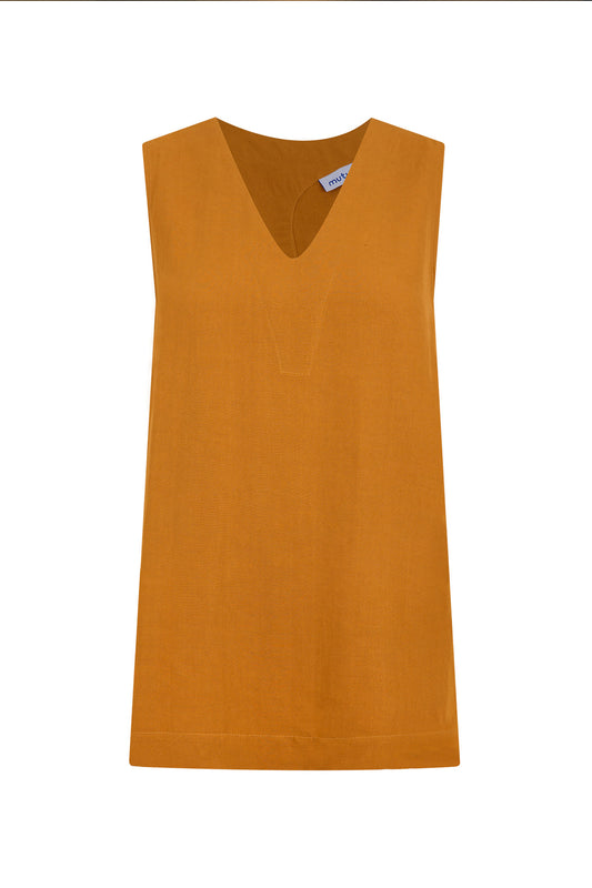 Sabina Linen-Blend Crossover Top