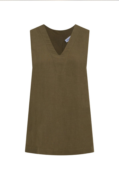 Sabina Linen-Blend Crossover Top