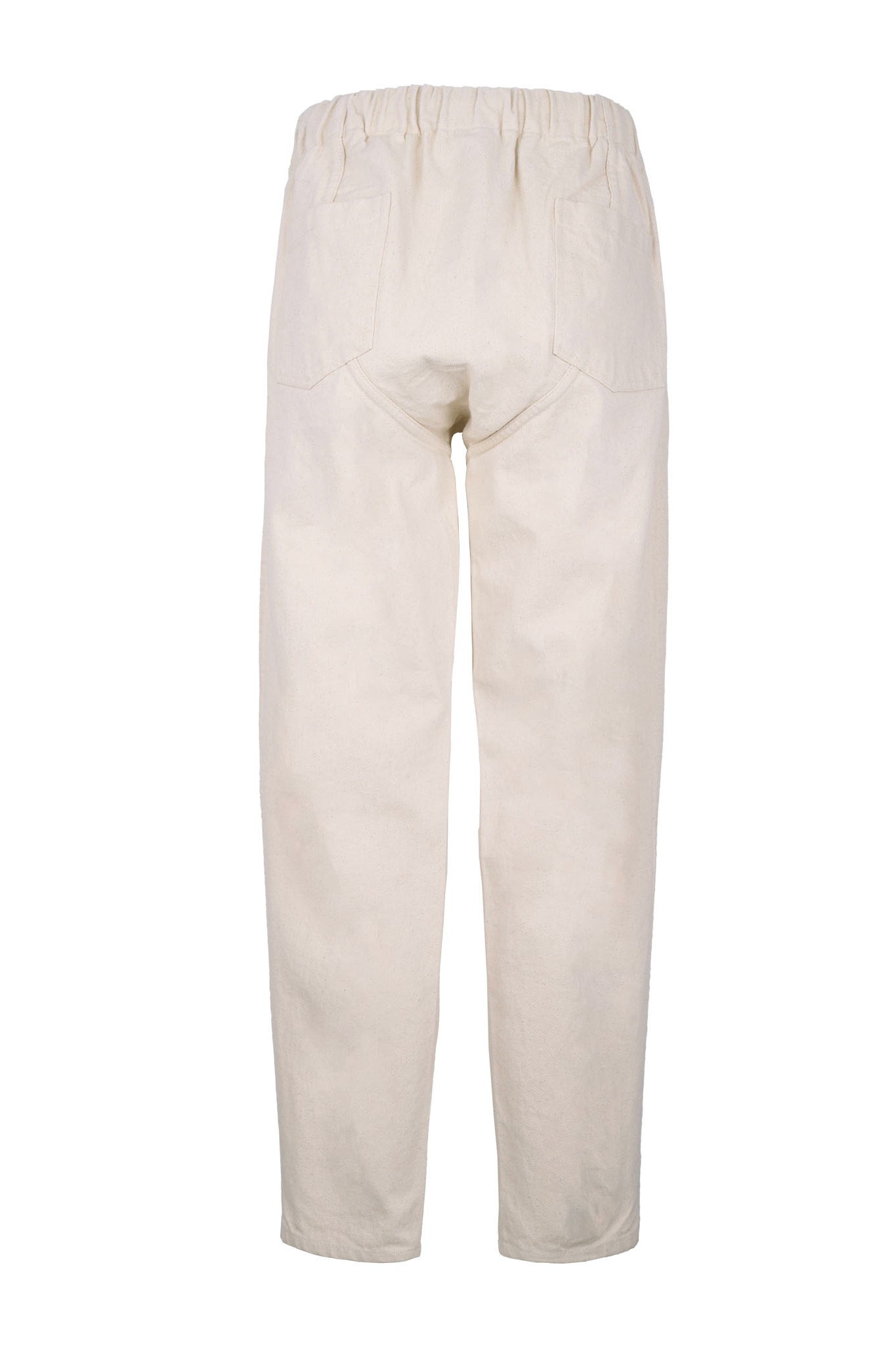 Barium Drawstring Elastic Waist Washed Denim Pants