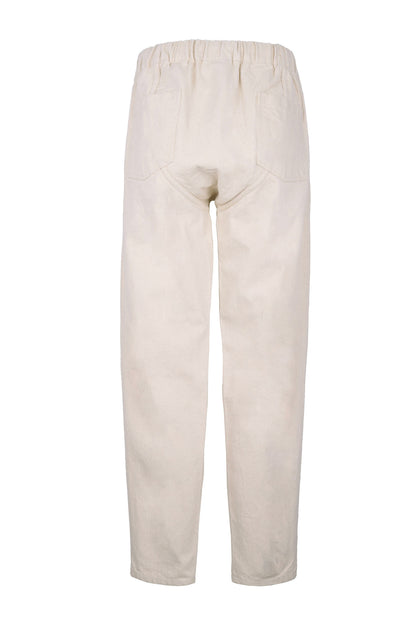 Barium Drawstring Elastic Waist Washed Denim Pants