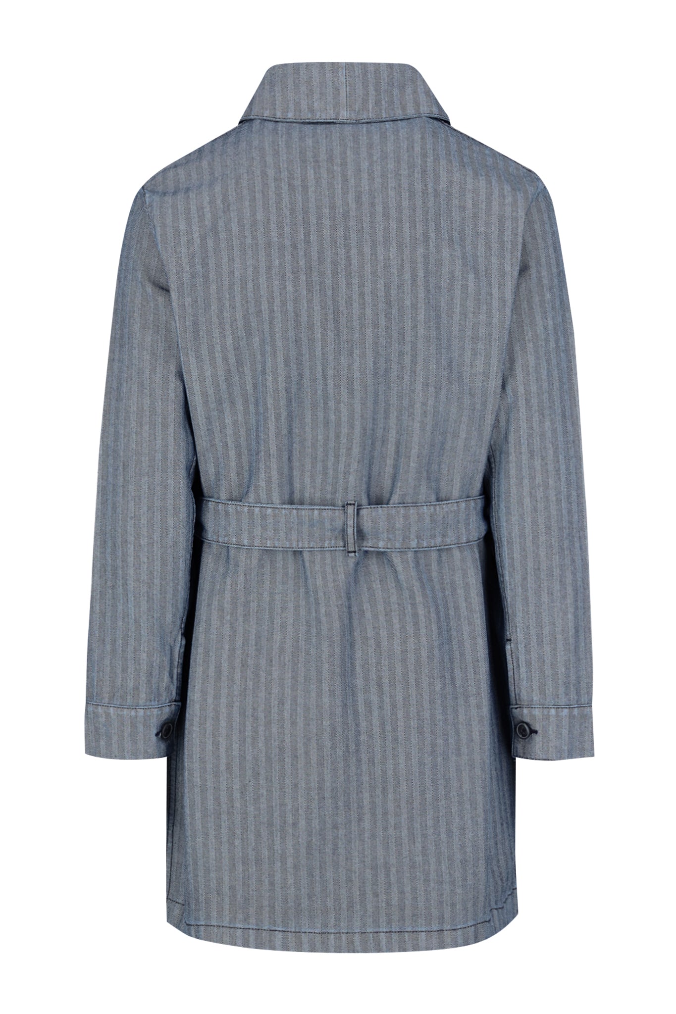 Boris Herringbone Denim Belted Round Collar Coat