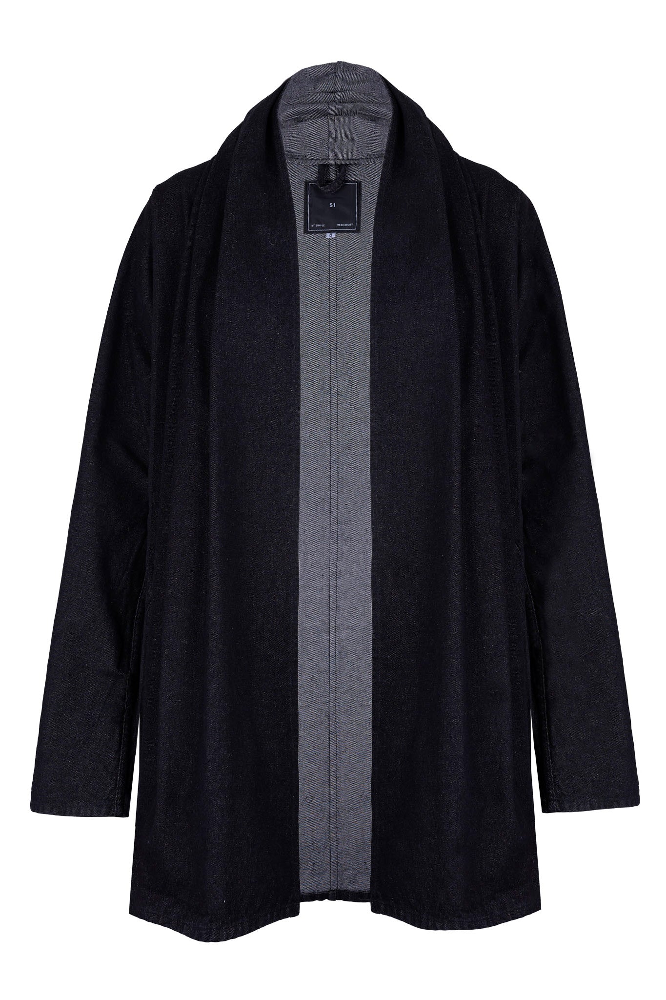 Versus Washed Denim Open Coat