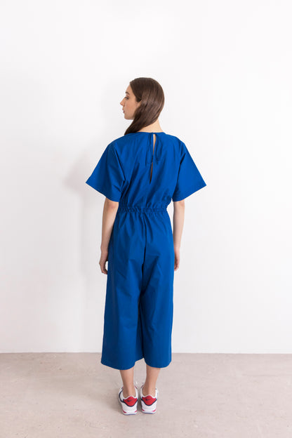 Sodium Poplin Drawstring Waist Jumpsuit