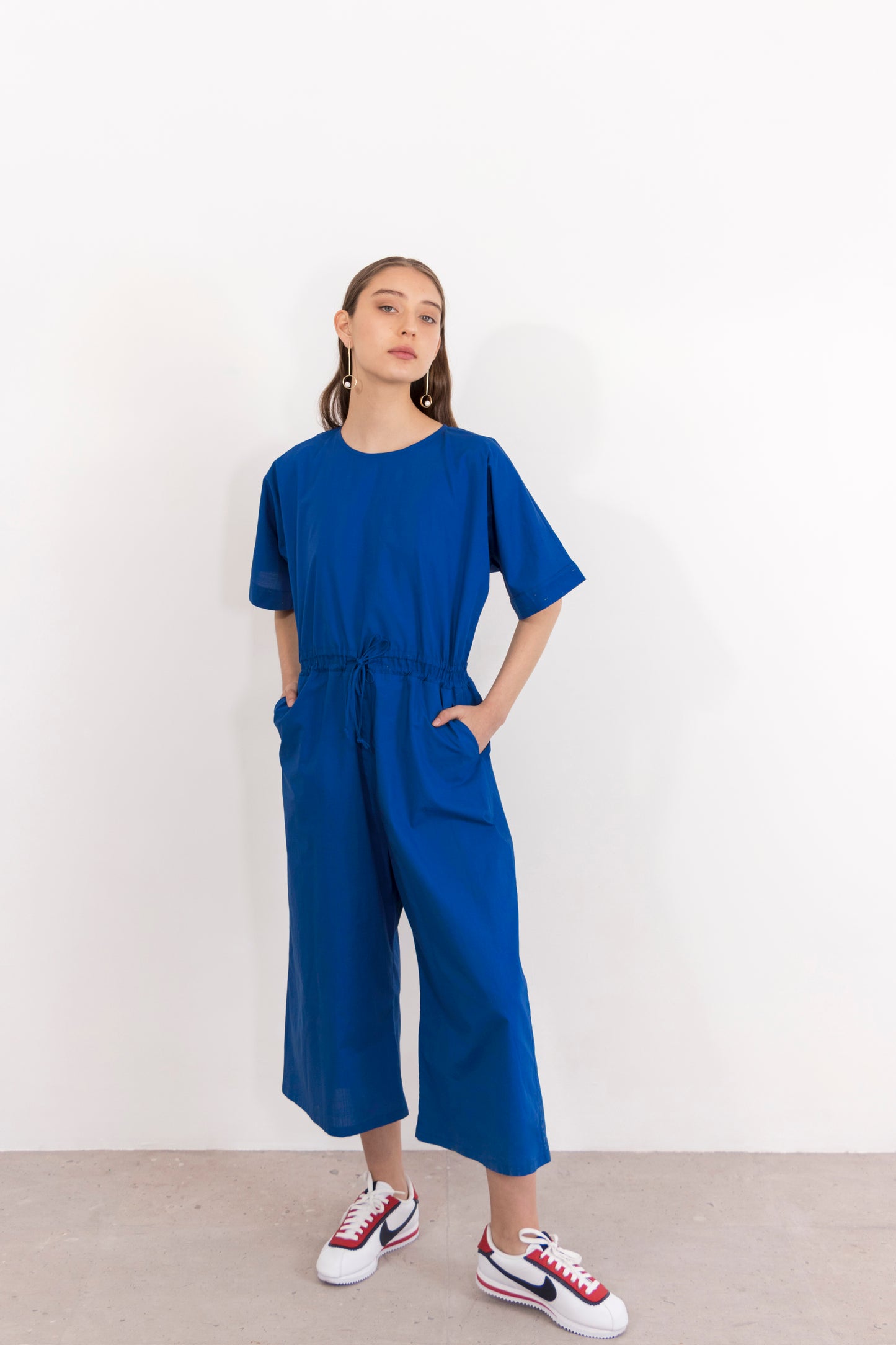 Sodium Poplin Drawstring Waist Jumpsuit