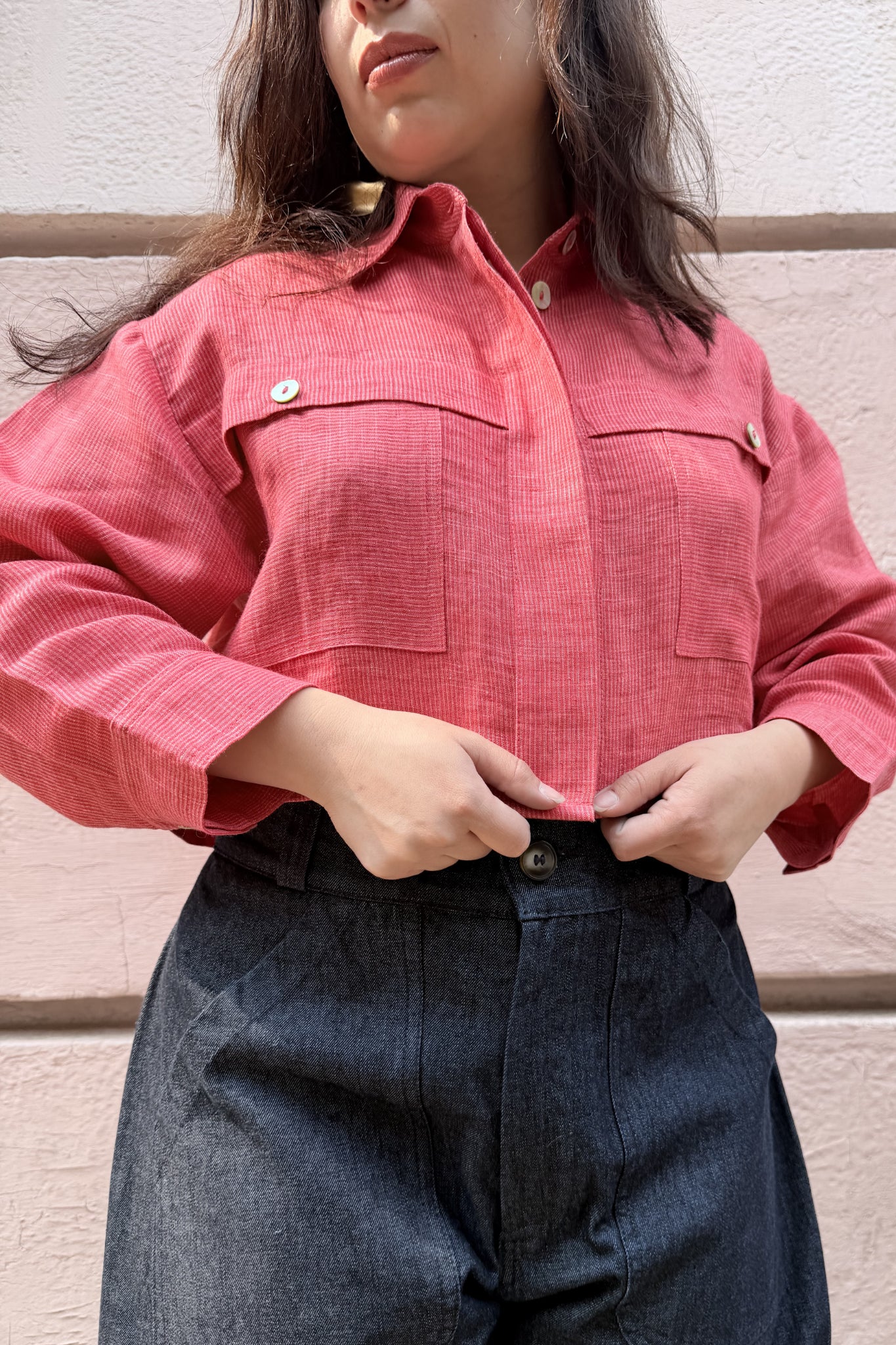 Celestine Striped Linen Crop Shirt
