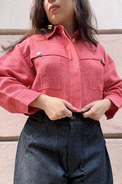 Celestine Striped Linen Crop Shirt