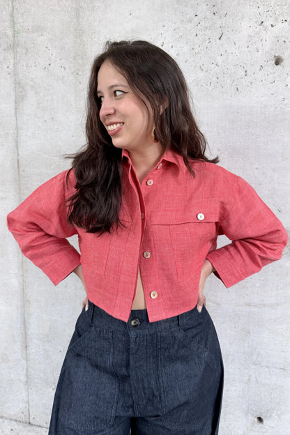 Celestine Striped Linen Crop Shirt