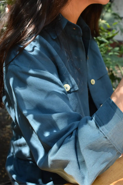 Camisa Corta Celestine en Lino-Viscosa