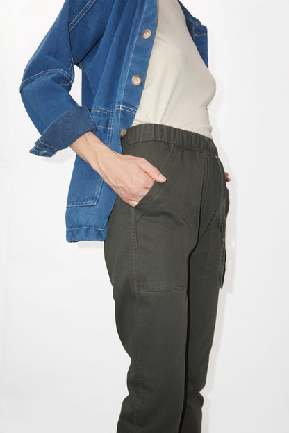 Gallium Washed Cotton Twill Drawstring Pants