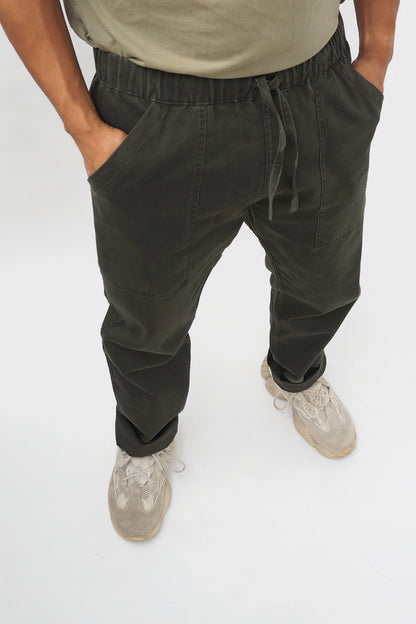 Gallium Washed Cotton Twill Drawstring Pants