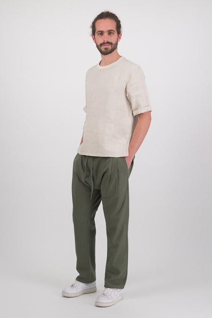 Jorge Linen Blend Drop-Crotch Drawstring Pants