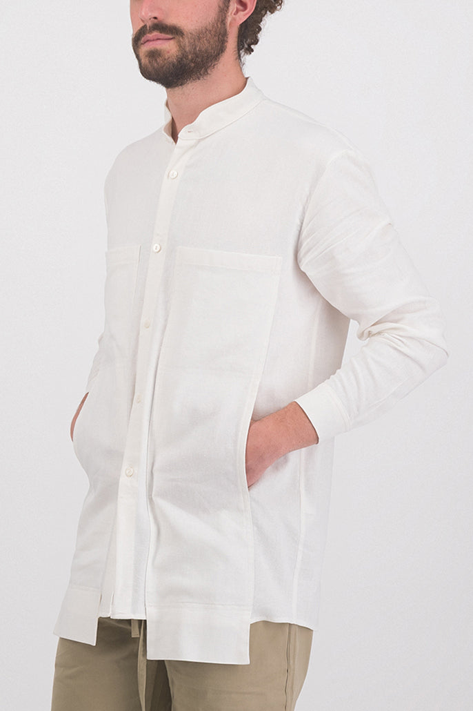 Iodine Front Pocket Linen-Blend Shirt