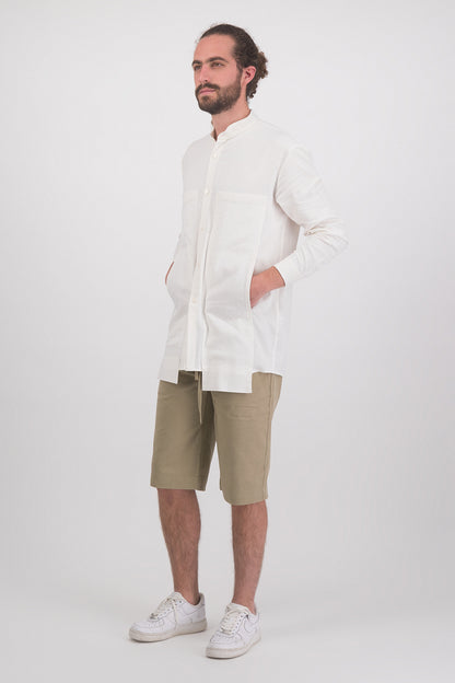 Iodine Front Pocket Linen-Blend Shirt