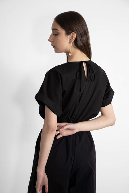 Sodium Poplin Drawstring Waist Jumpsuit