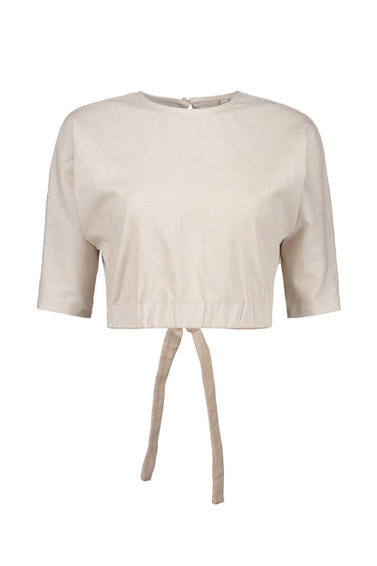 Arugula Linen Open Back Crop Top