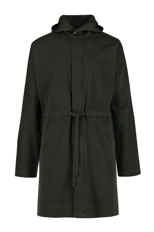 Luna Washed Twill Front Zip Hooded Coat