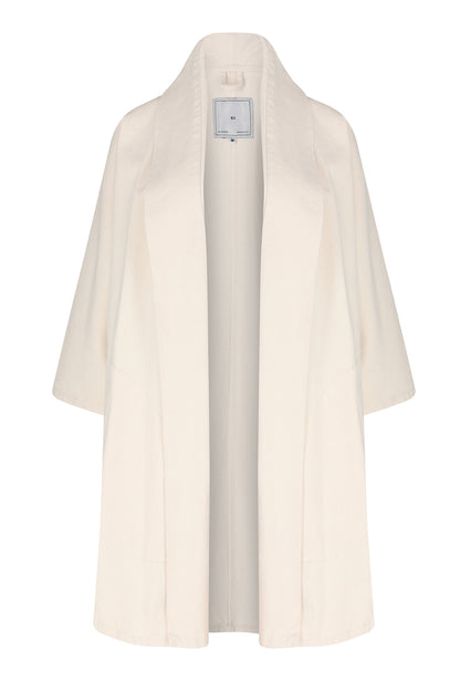 Pollux Ivory Denim Open Kimono Coat