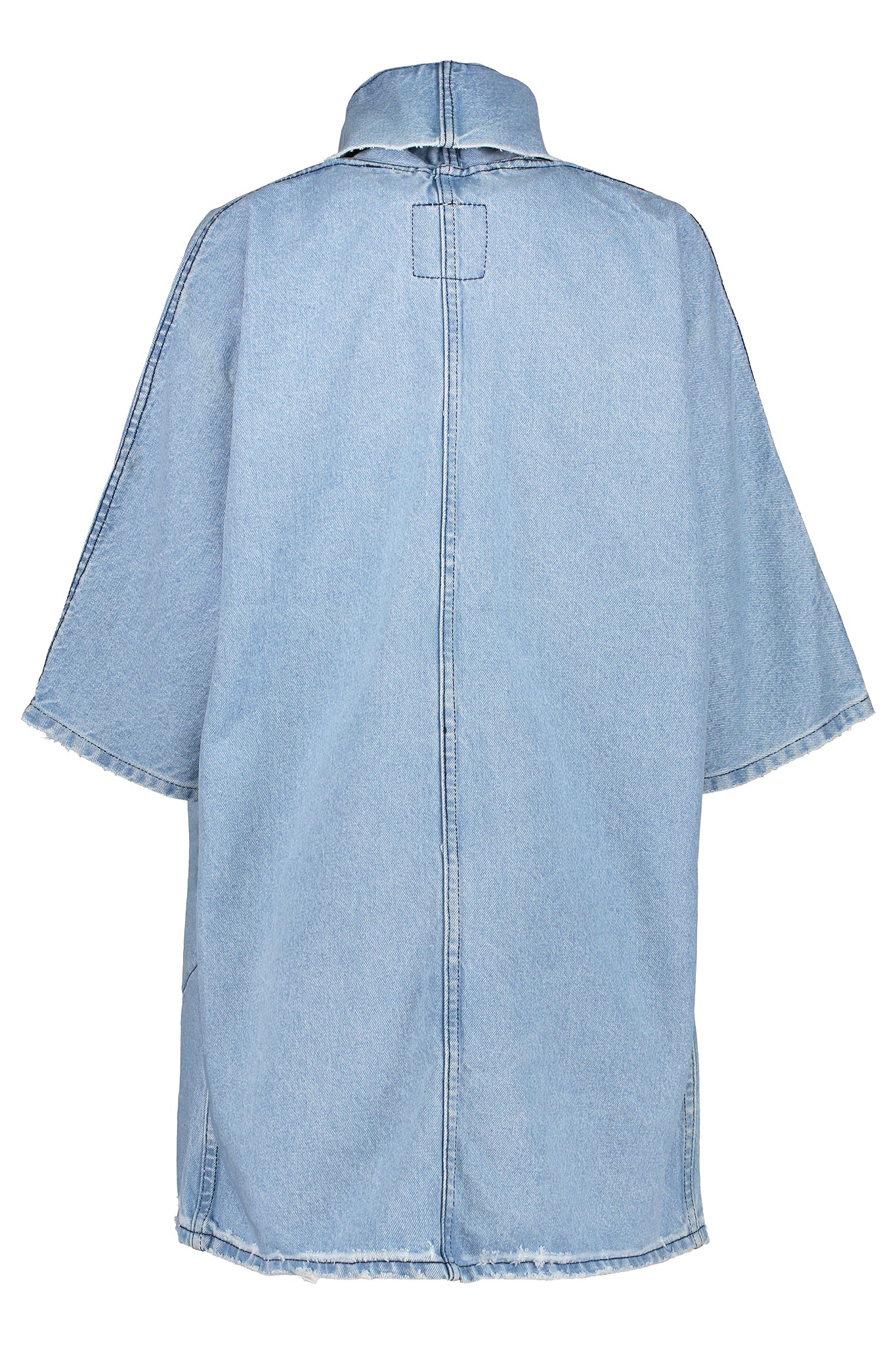 Pollux Distressed Denim Open Kimono Coat