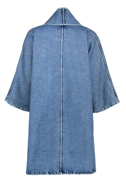 Pollux Distressed Denim Open Kimono Coat