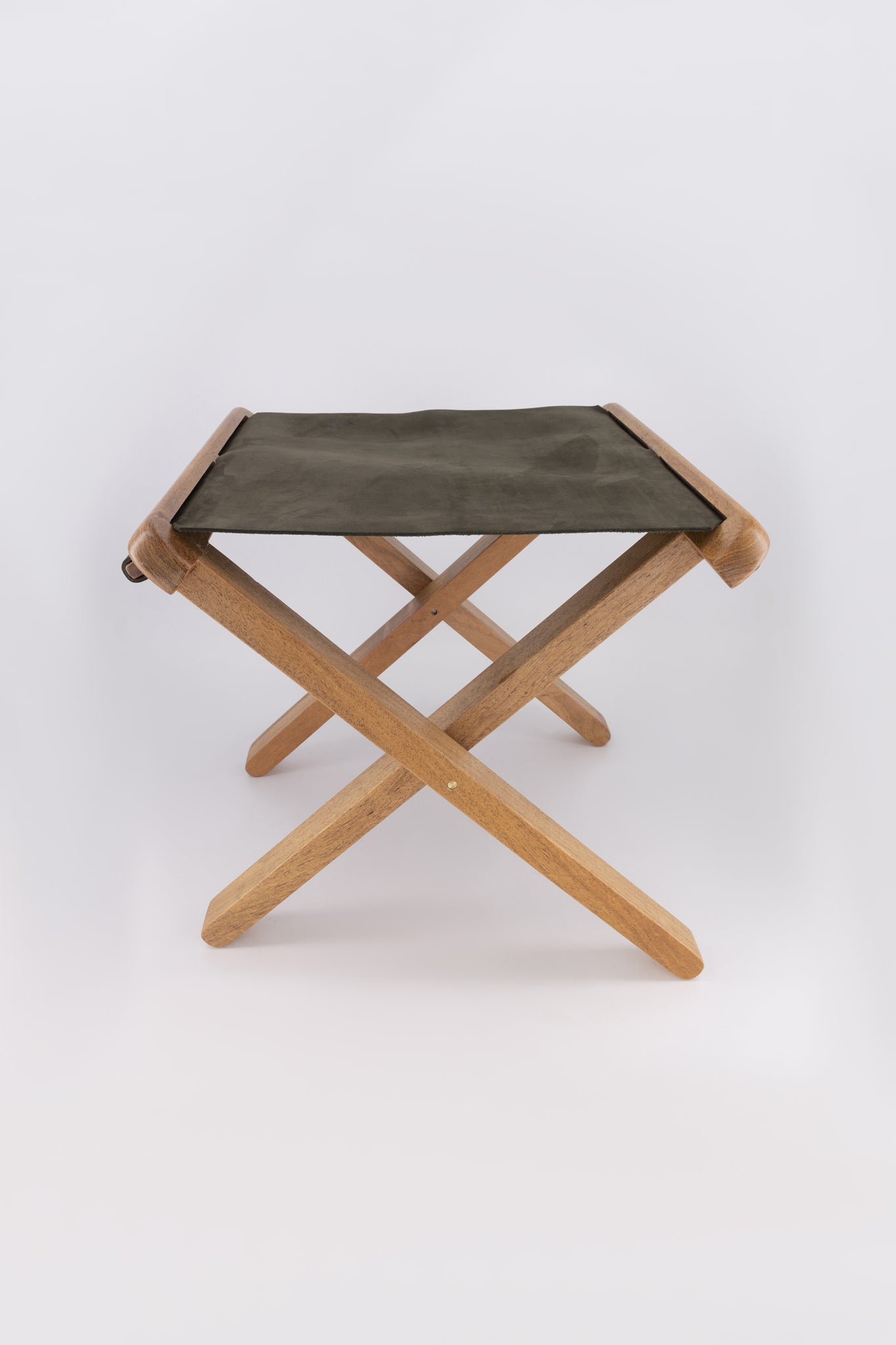 Mesquite Wood & Leather Folding Stool