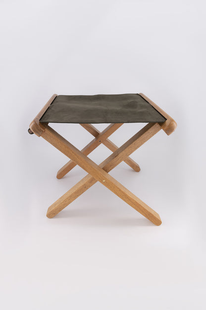 Mesquite Wood & Leather Folding Stool