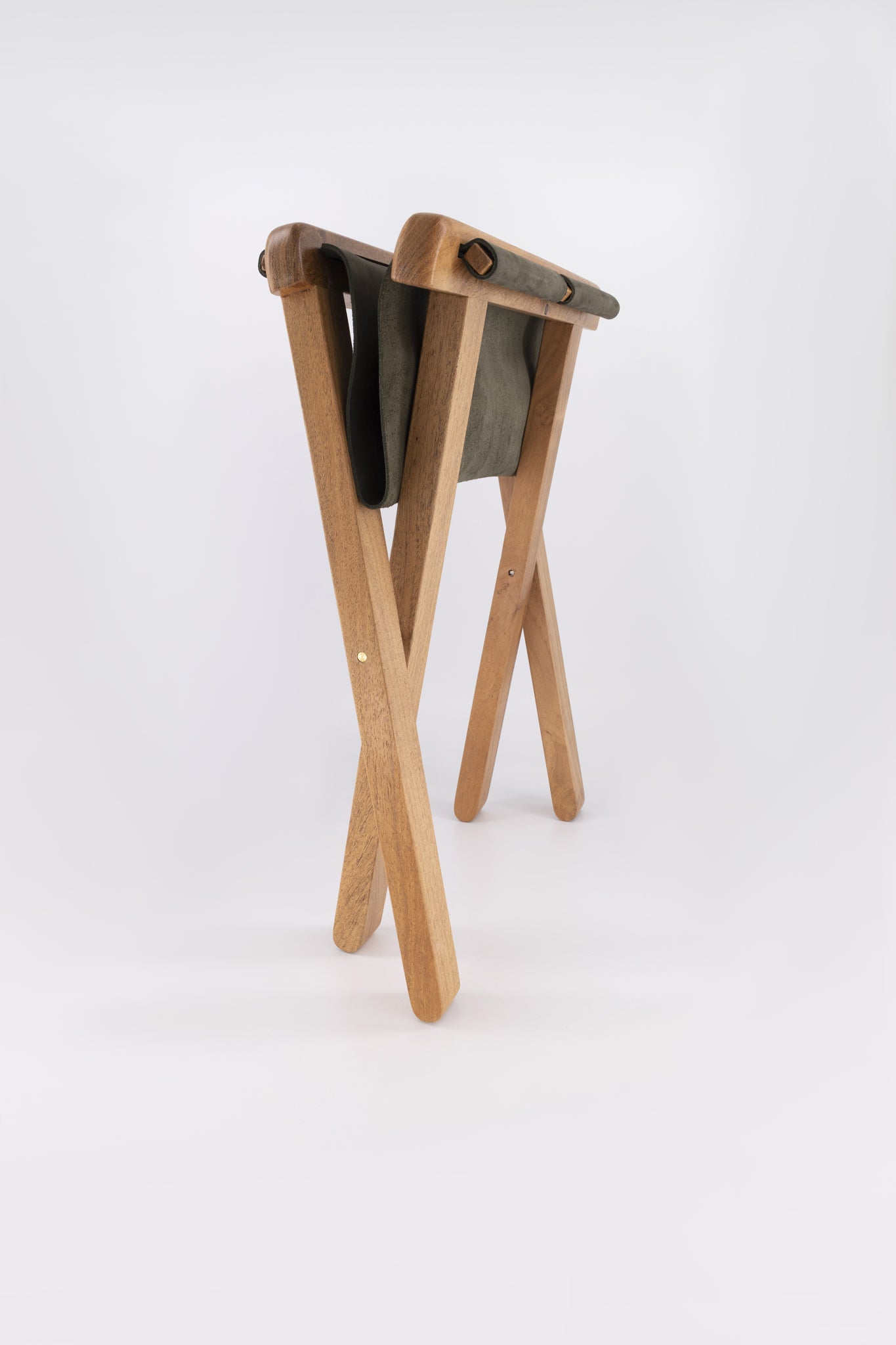 Mesquite Wood & Leather Folding Stool