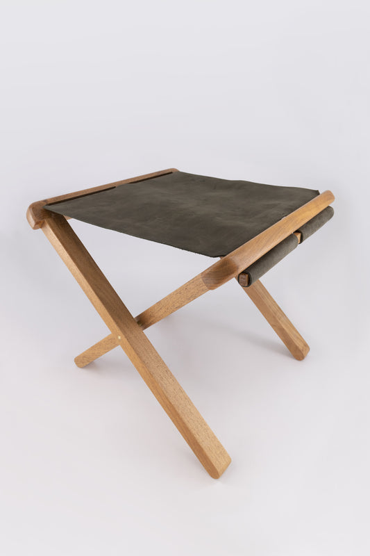 Mesquite Wood & Leather Folding Stool