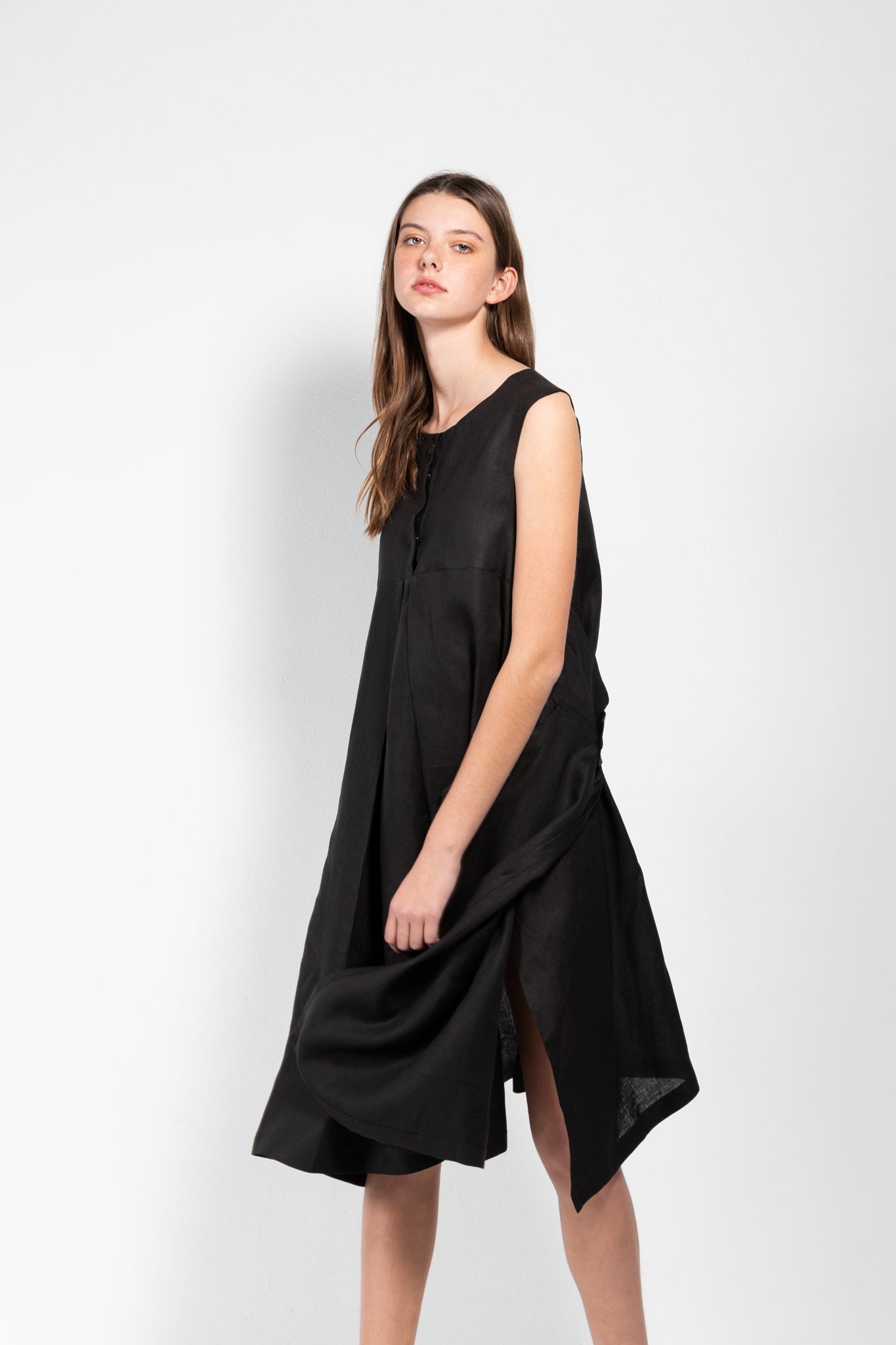 Atenea Sleeveless Linen Wrap Dress