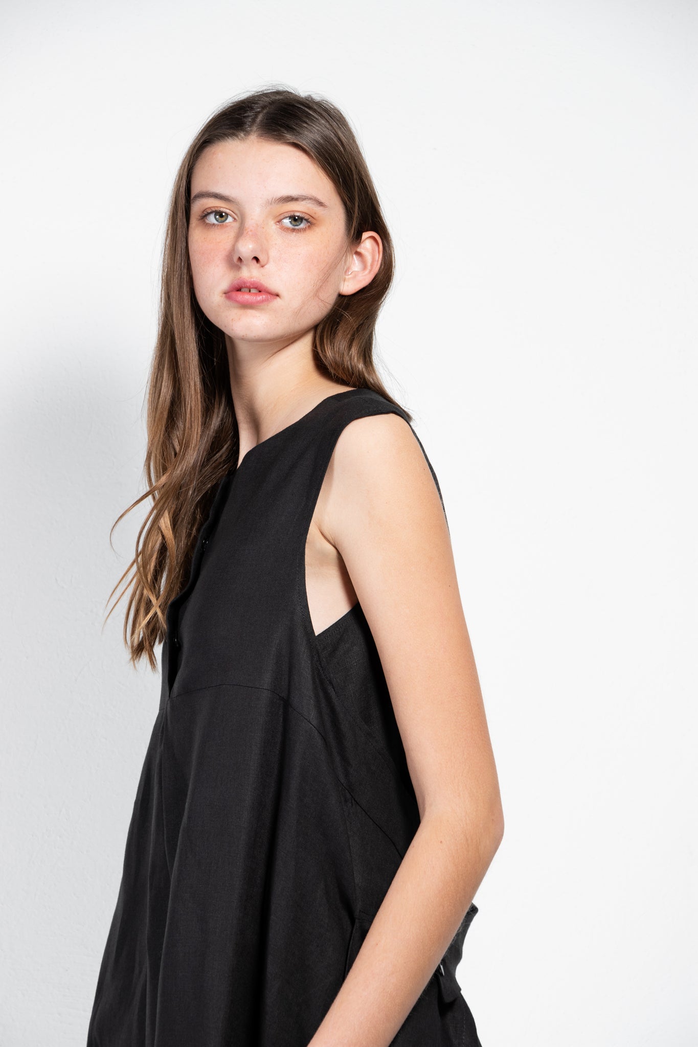 Atenea Sleeveless Linen Wrap Dress