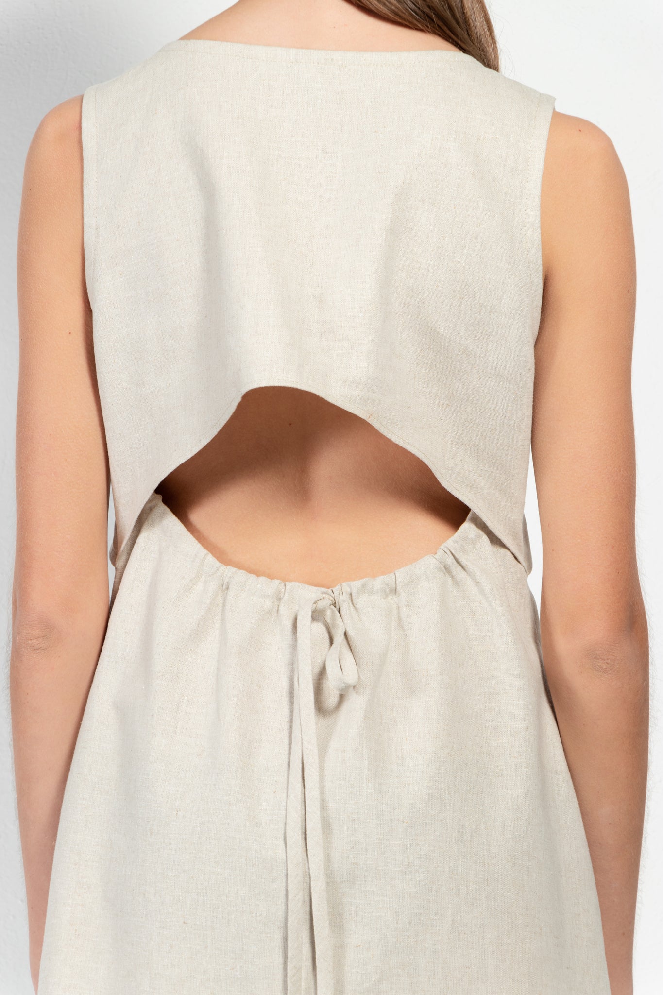 Paul Open Back Linen-Blend Shift Dress