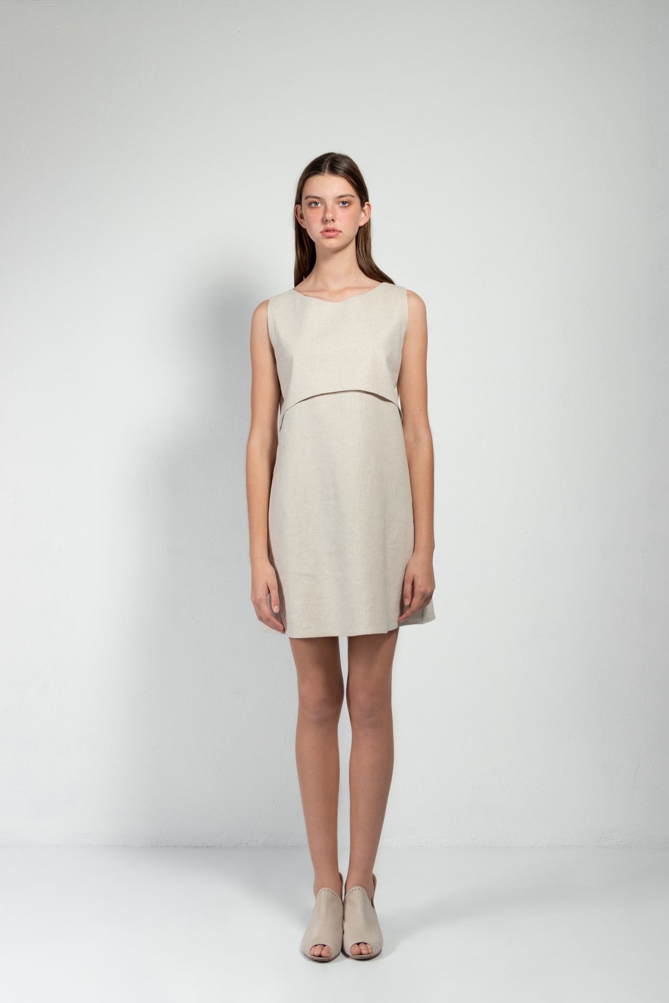 Paul Open Back Linen-Blend Shift Dress