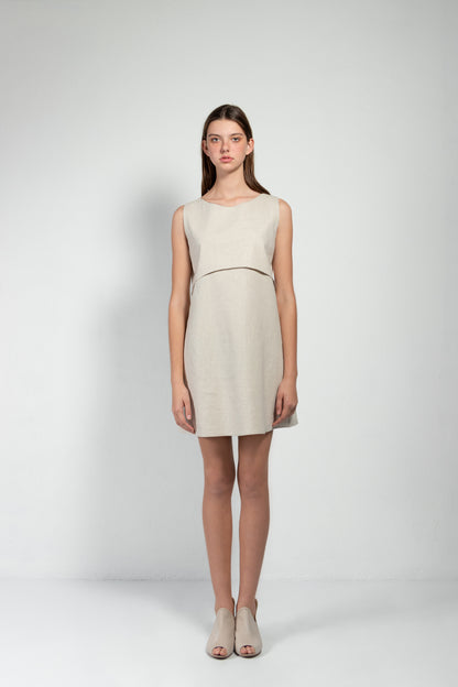 Paul Open Back Linen-Blend Shift Dress