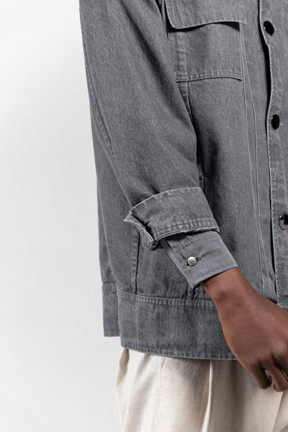 Plumula Pleated Front Washed Denim Jacket