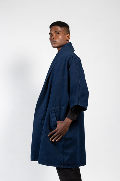 Pollux Dyed Denim Open Kimono Coat