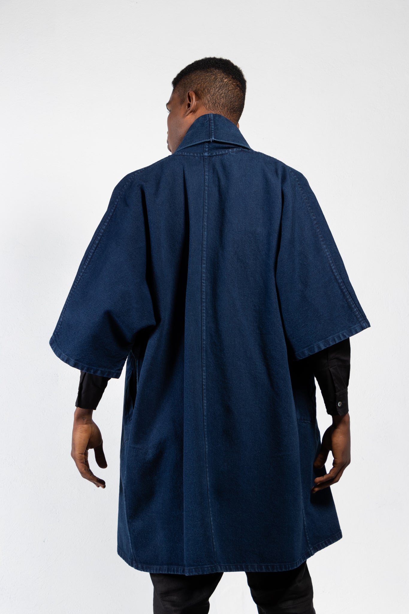 Pollux Dyed Denim Open Kimono Coat