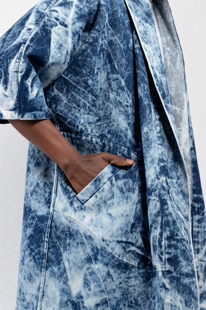 Pollux Bleached Denim Open Kimono Coat