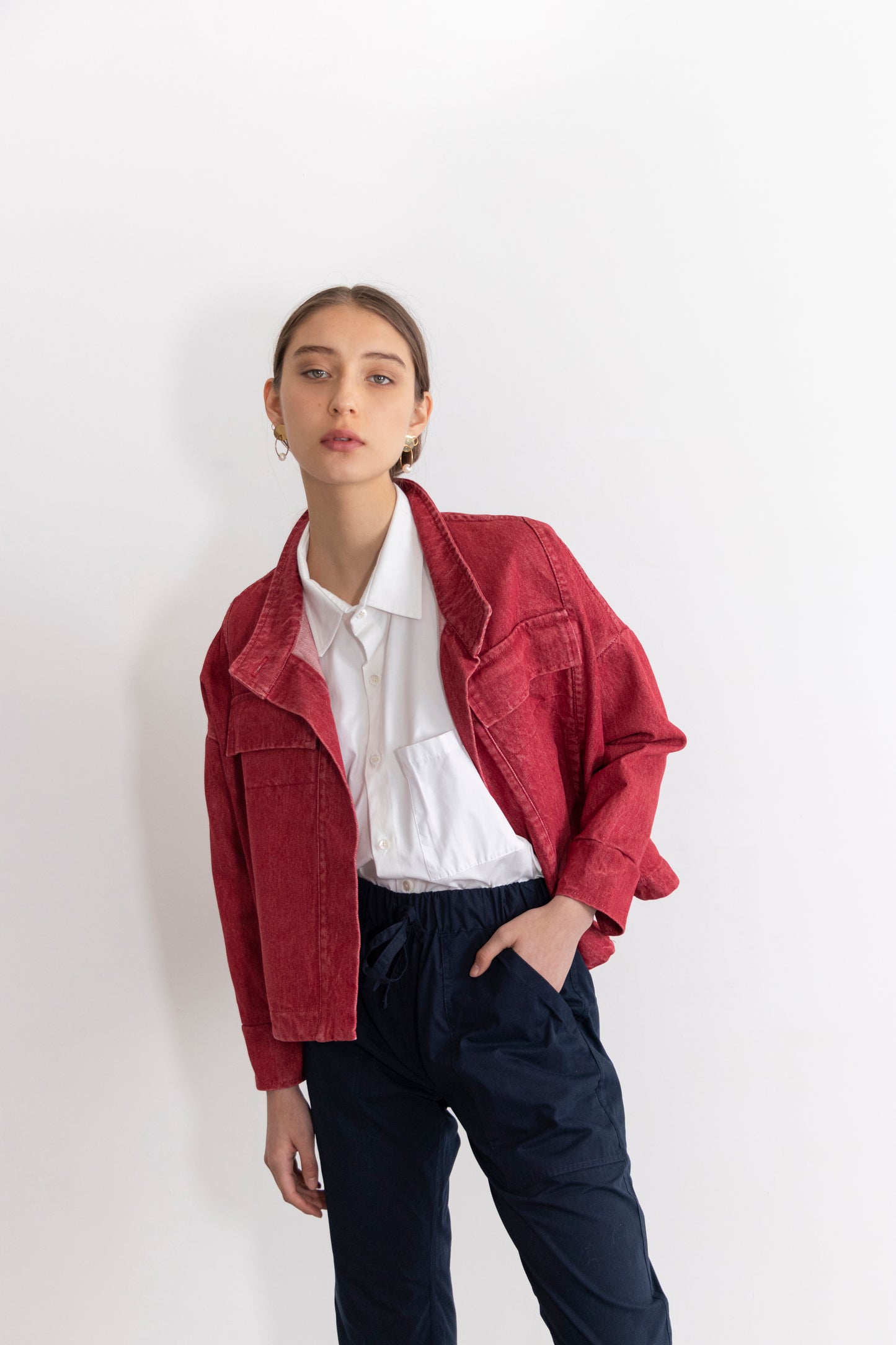 Lianne Washed Denim Multi Pocket Cropped Jacket