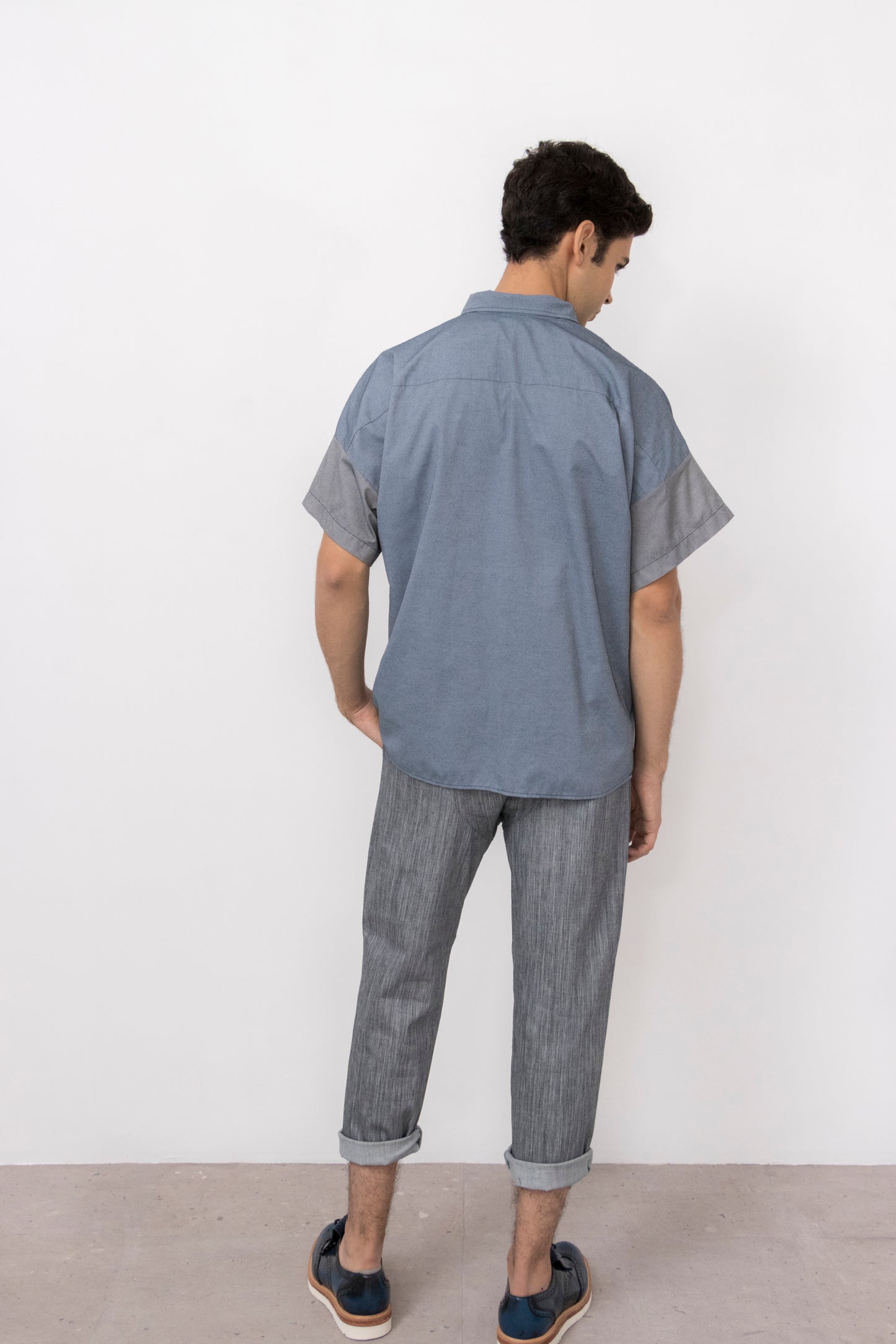 Barium Elastic Waist Stretch Denim Pants