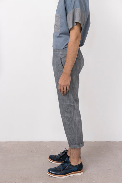 Barium Elastic Waist Stretch Denim Pants