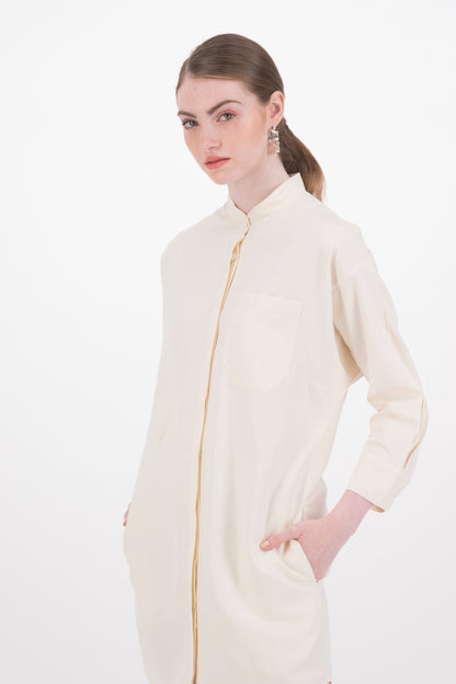 Sigma Linen-Silk Kimono Sleeve Shirt Dress