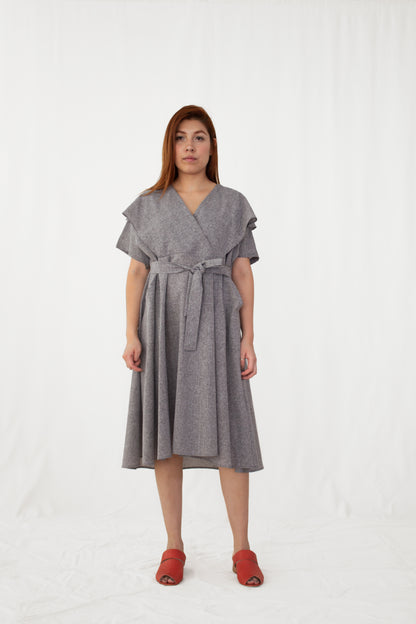 Ginger Melange Layered V-Neck Collar Dress